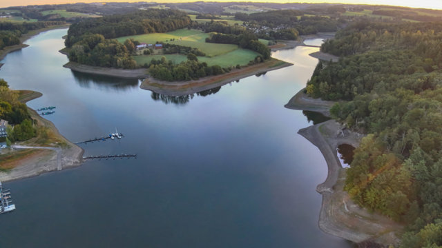 Bever-Talsperre, wenig Wasser im Aug. 2025